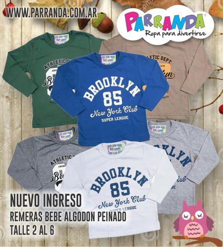 Remeras de Algodón Peinado Bebe