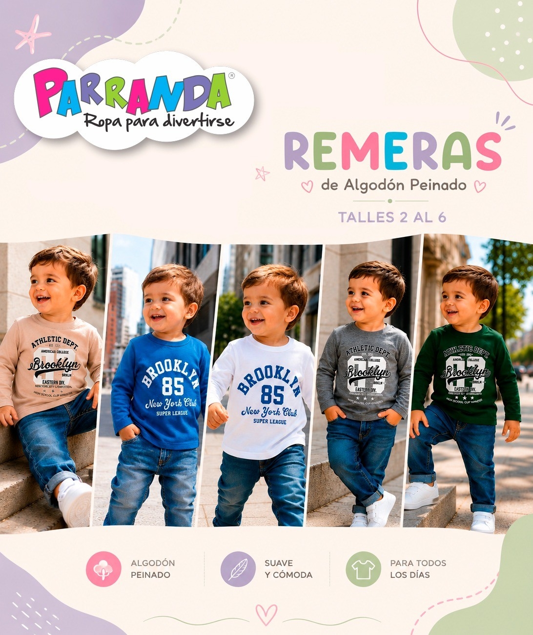 Remeras de Algodón Peinado Bebe - Imagen 2