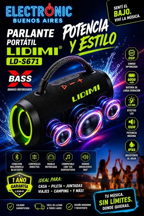 Lidimi Ld-s671 Parlante Bluetooth 100w Potencia Real!!