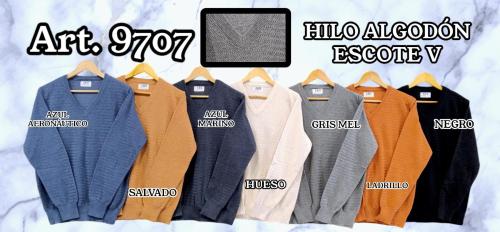 Sweater Escote V de Hilo Algodón