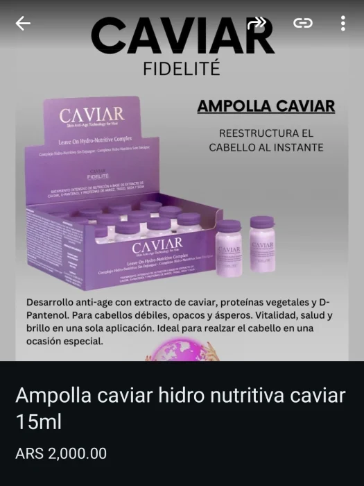 Ampolla Caviar  Nutritiva y Serum