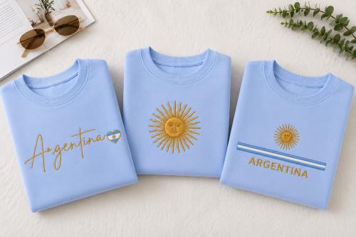 Buzos Bordados Algodón Frizado 
celeste Argentina - Miniatura 2