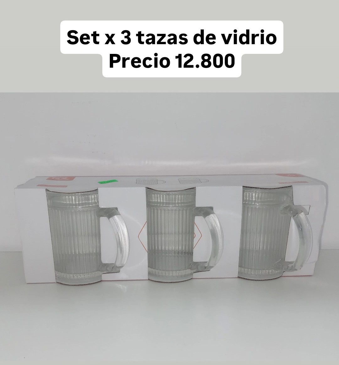 Set X 3 Tazas de Vidrio Rayadas - Imagen 2