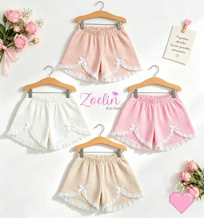 Short Coquette Hawaii con Broderi Elastizado