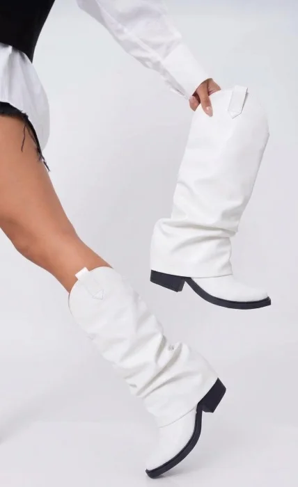 Bota Blanca Frida Texana Volcada Slouch