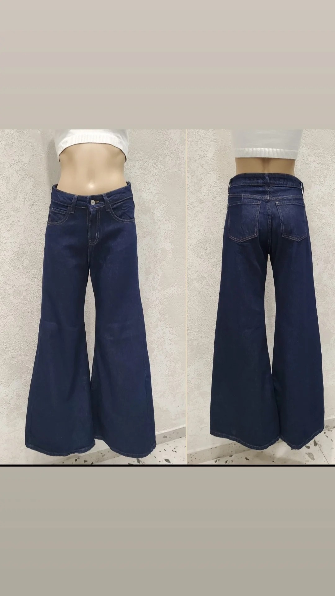 Pantalón Full Wide Leg Azul Tiro Alto - Imagen 2