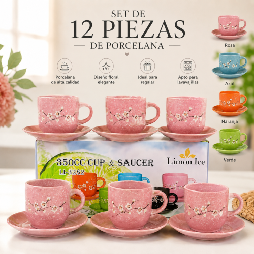 Set de Tazas de Porcelana 12 Piezas - Miniatura 2