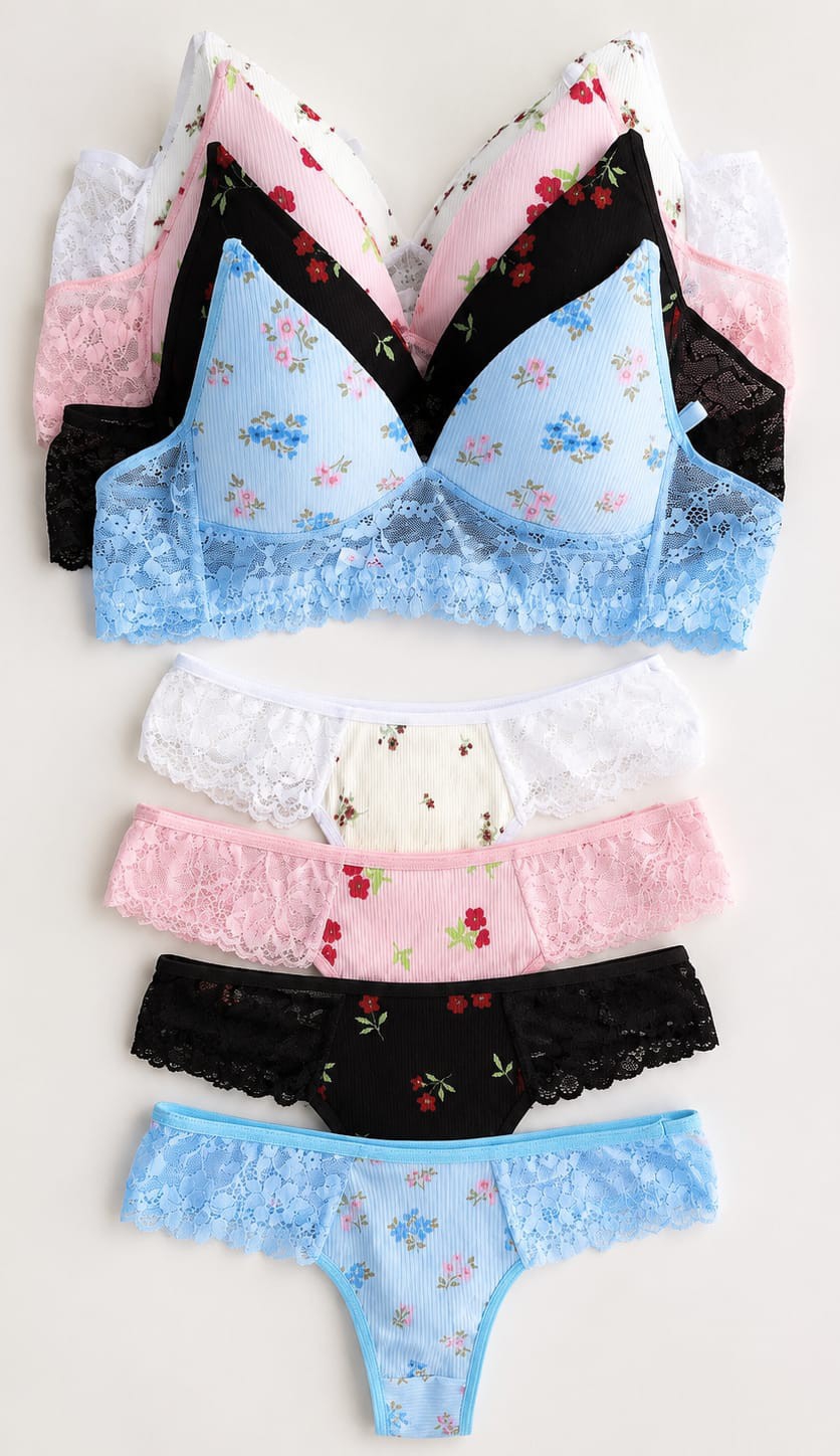 Conjunto Triángulo Estampado con Base Encaje - Imagen 2