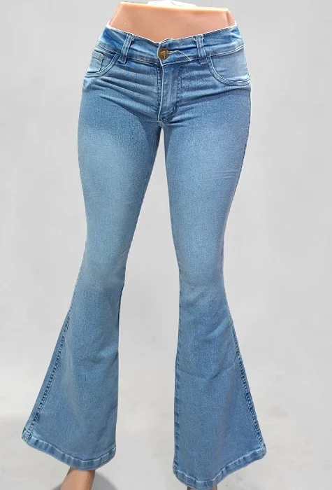 Jeans Oxford Tiro bajo Celeste Localizado