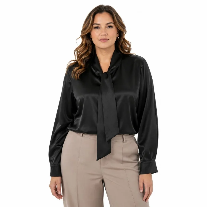 Blusa de Saten Corbata