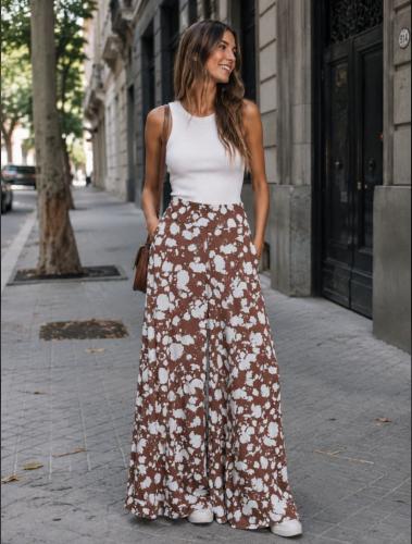Maxi Palazo de Darlon Estampado Tiro Alto