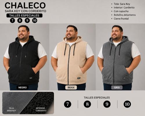 Chaleco Sara Key con Corderito Talles Especial