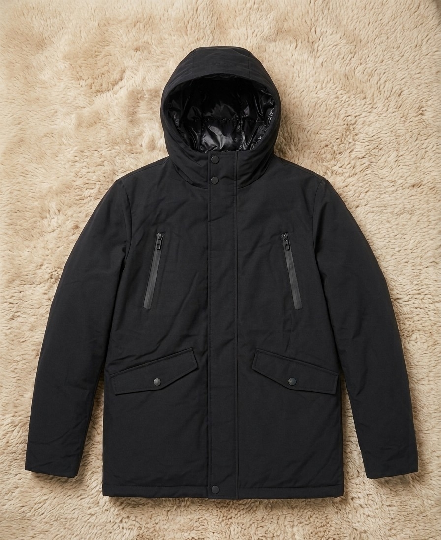 Campera Parka Impermeable Negro - Imagen 2