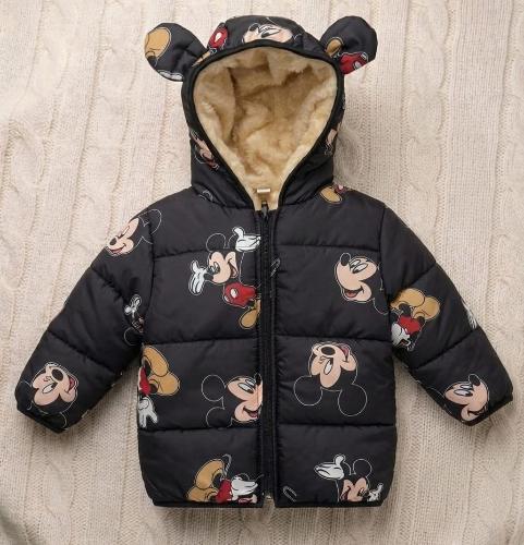 Campera Mickey Bebe Negro con Corderito