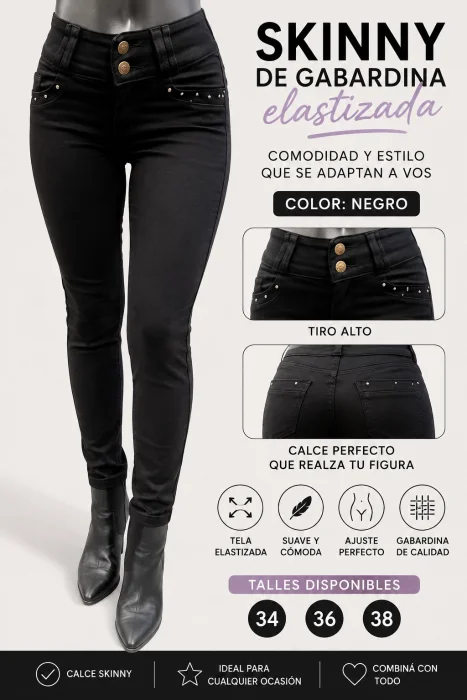 3 X 10.000 Skinny de Gabardina Elastizada