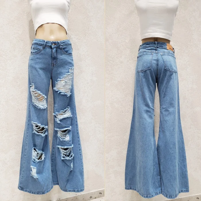 Pantalón Super Wide Leg Full Roturas