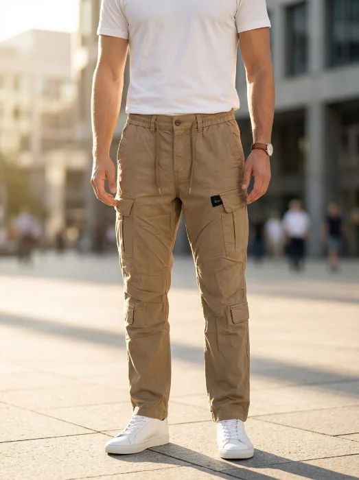 Pantalon Recto Doble Cargo Gabardina I-run