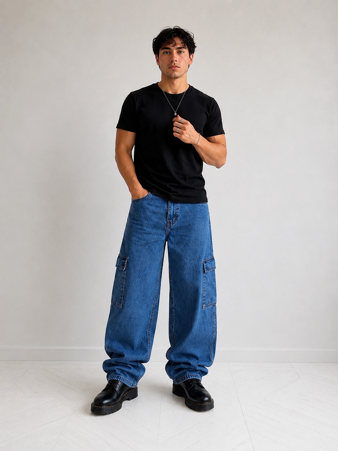 Jean Baggy Cargo Hombre Pantalon Ancho Y2k Moda 2000's Caballero Denim Mayoristas - Imagen 1