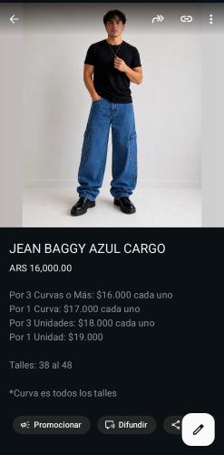 Jean Baggy Cargo Hombre Pantalon Ancho Y2k Moda 2000's Caballero Denim Mayoristas - Miniatura 2