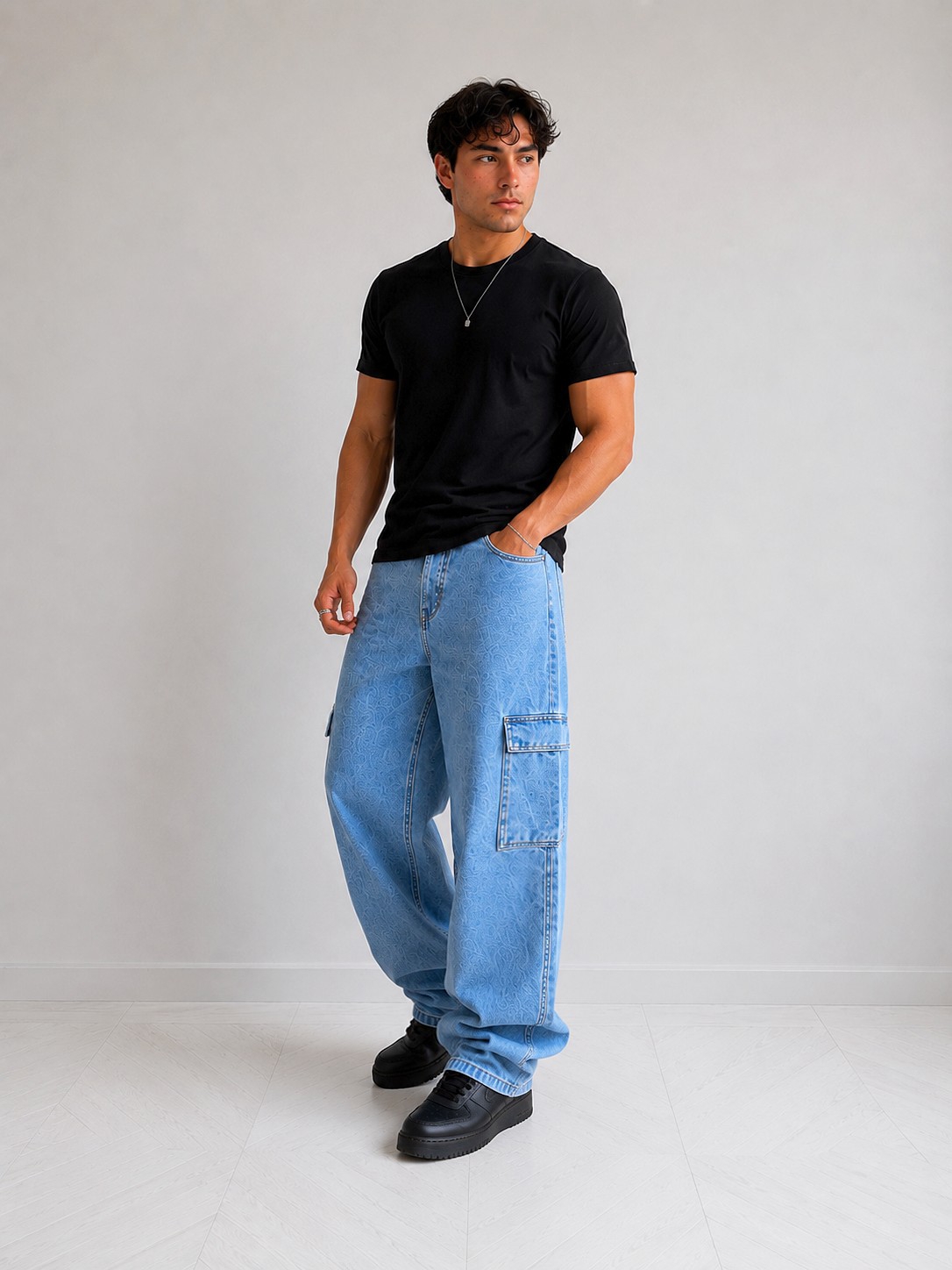 Jean Baggy Cargo Hombre Pantalon Ancho Y2k Moda 2000's Caballero Denim Mayoristas - Imagen 3