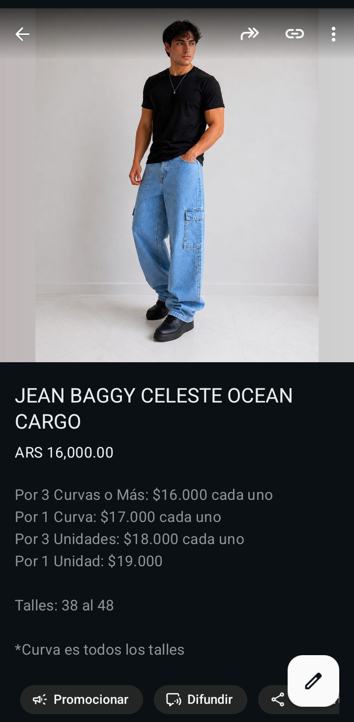 Jean Baggy Cargo Hombre Pantalon Ancho Y2k Moda 2000's Caballero Denim Mayoristas - Imagen 4