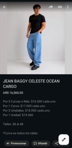 Jean Baggy Cargo Hombre Pantalon Ancho Y2k Moda 2000's Caballero Denim Mayoristas - Miniatura 4