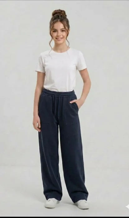 Pantalon Dama   Frisado Solo Color Azul  Marino