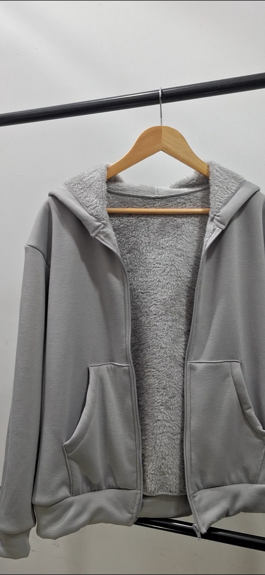 Campera Gris Jersey con Corderito - Imagen 3