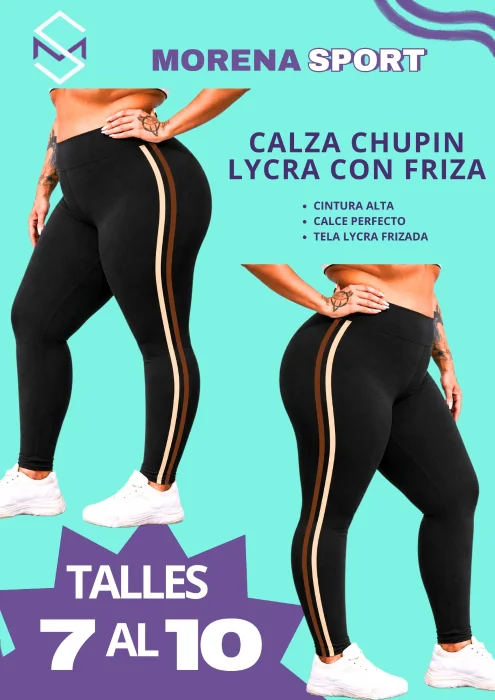 Calza Chupin Lycra Frizada con Tiras Chocolate