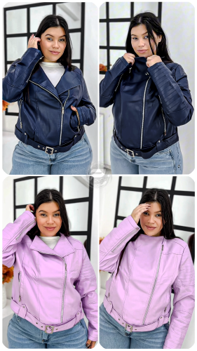 " Campera Chaqueta Eco Cuero C/ Cinto /  Azul Marino - Rockstar - Importado Premium " - Miniatura 2