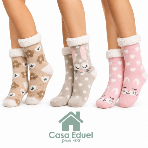 Pantumedia Corderito Interior C/antideslizante Dama X12  Pares