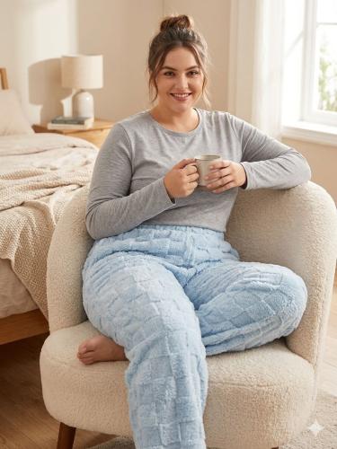 Pantalón Pijama Peluche Cuadros