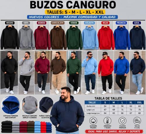 Buzos Canguro Doble Frísa Premium