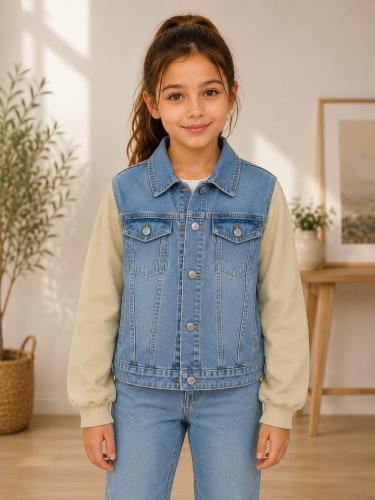 Campera Jeans con Mangas de Frisa