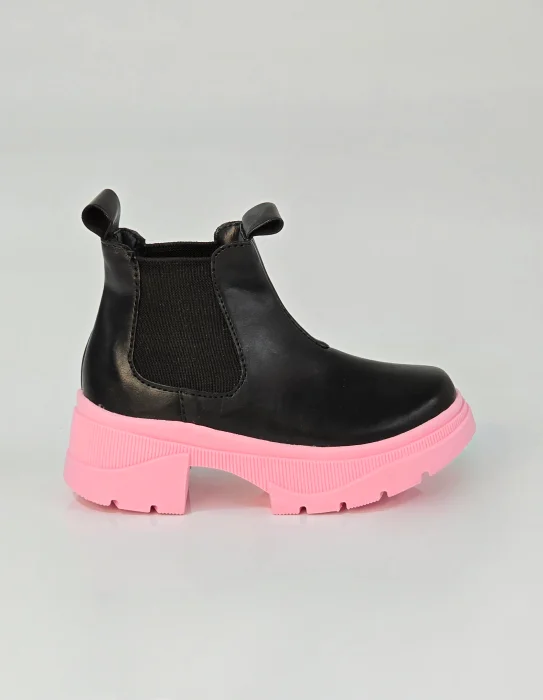 Borcego Nena Bota Ecocuero Niña Nena Elástico Rosa Lila Negro Fiesta