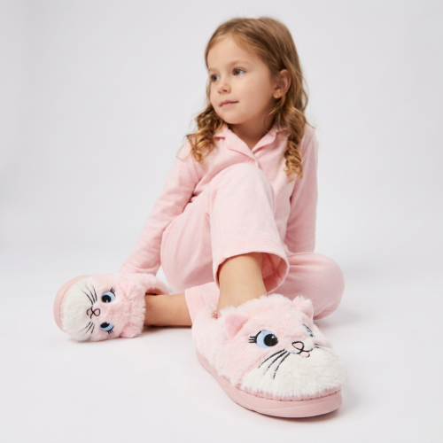 Pantufla Importada Niña Invierno Nena Peluche Gatita Marie Rosa Marron Negro Livianas