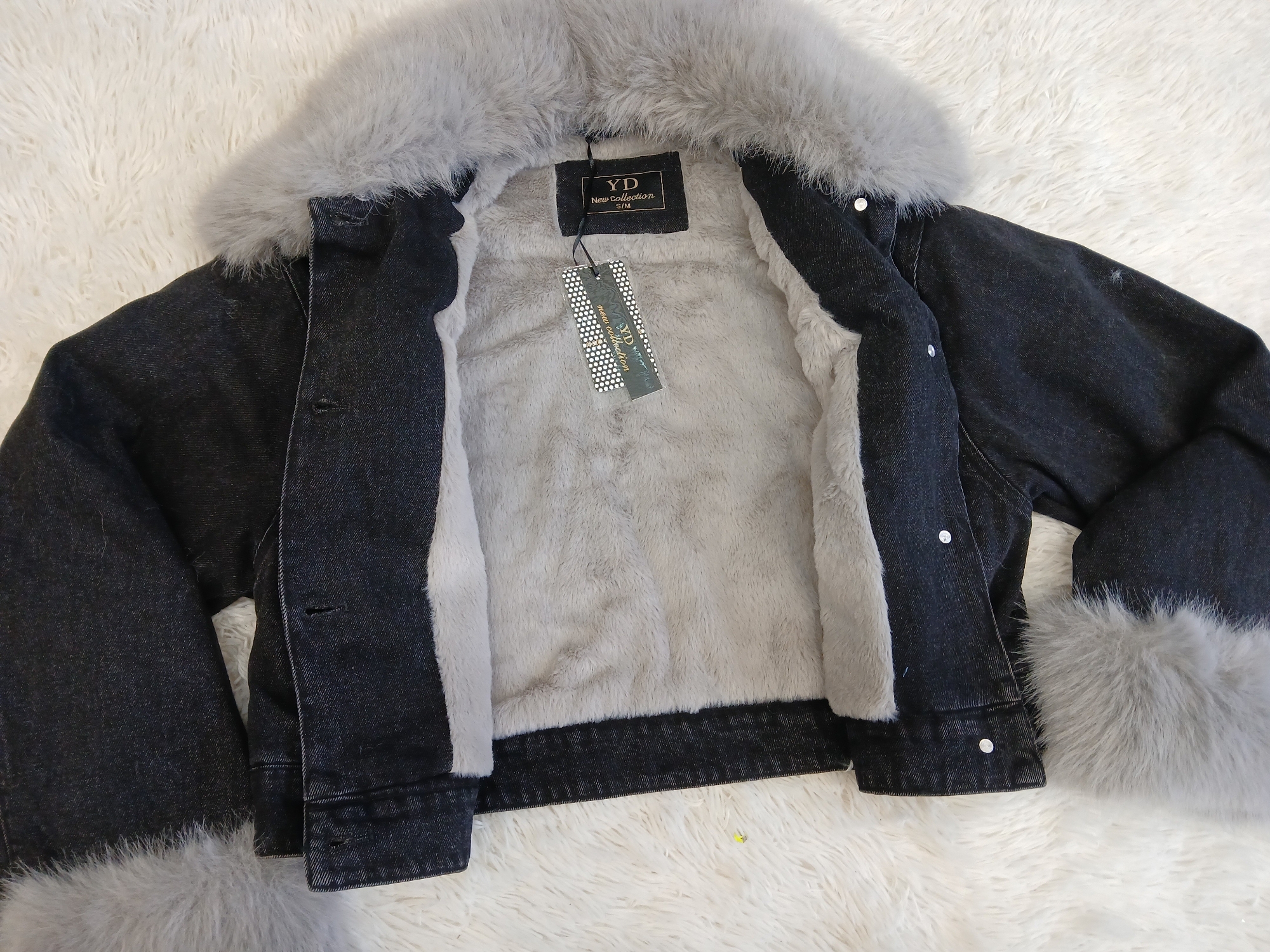 Campera Jean Corto Yd con Piel y Peludo Desmontable - Imagen 2