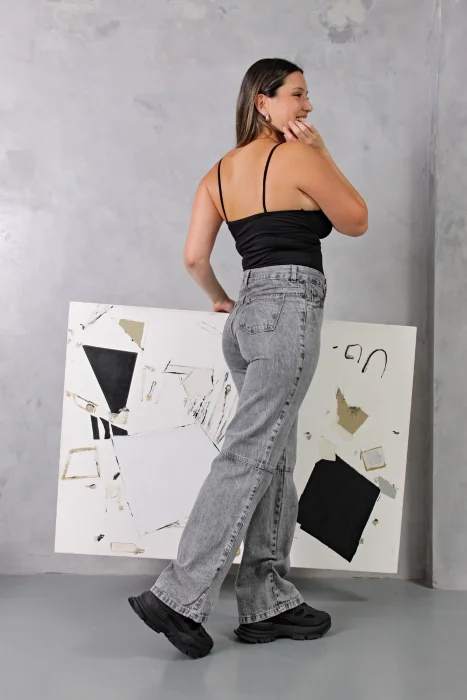 Wide Leg Gray, Rígido con Recorte!