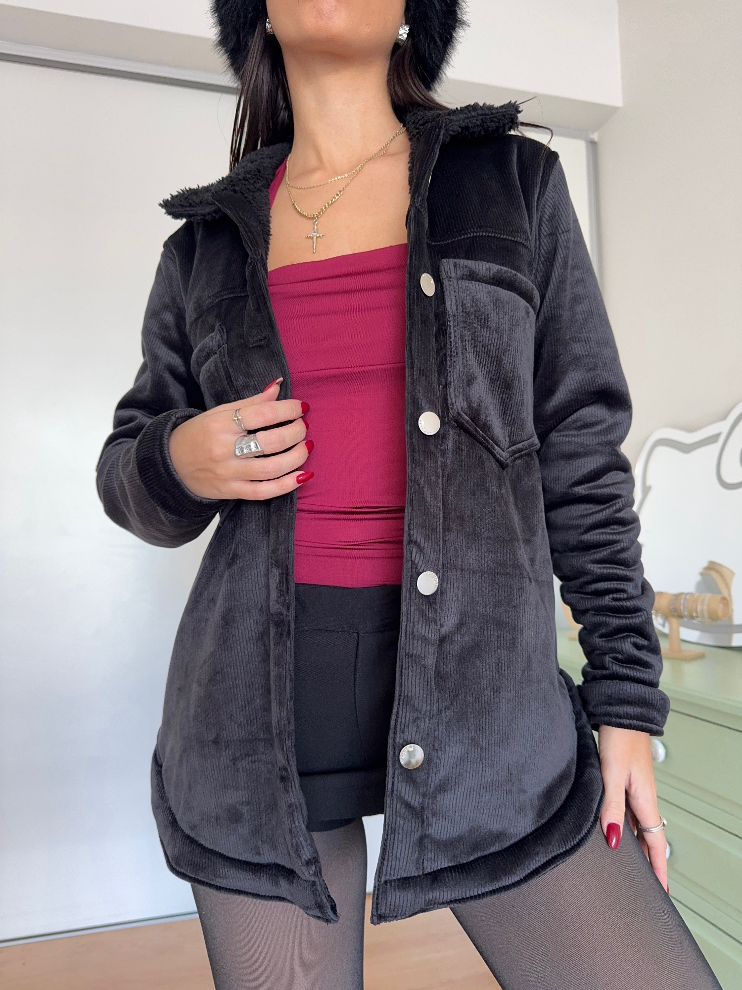 Camisaco Corderoy con Piel - Imagen 3