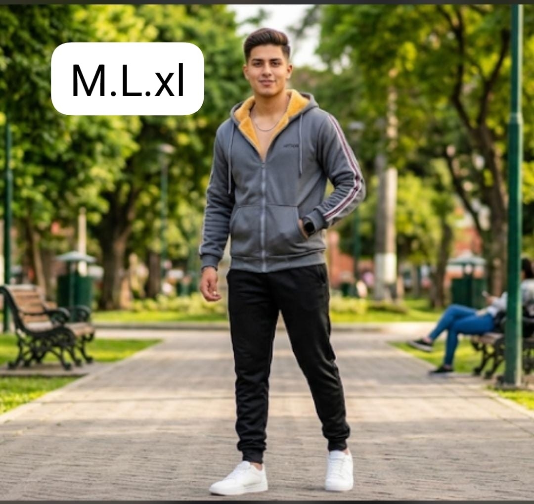 Campera Jersey con Piel Importado - Imagen 1