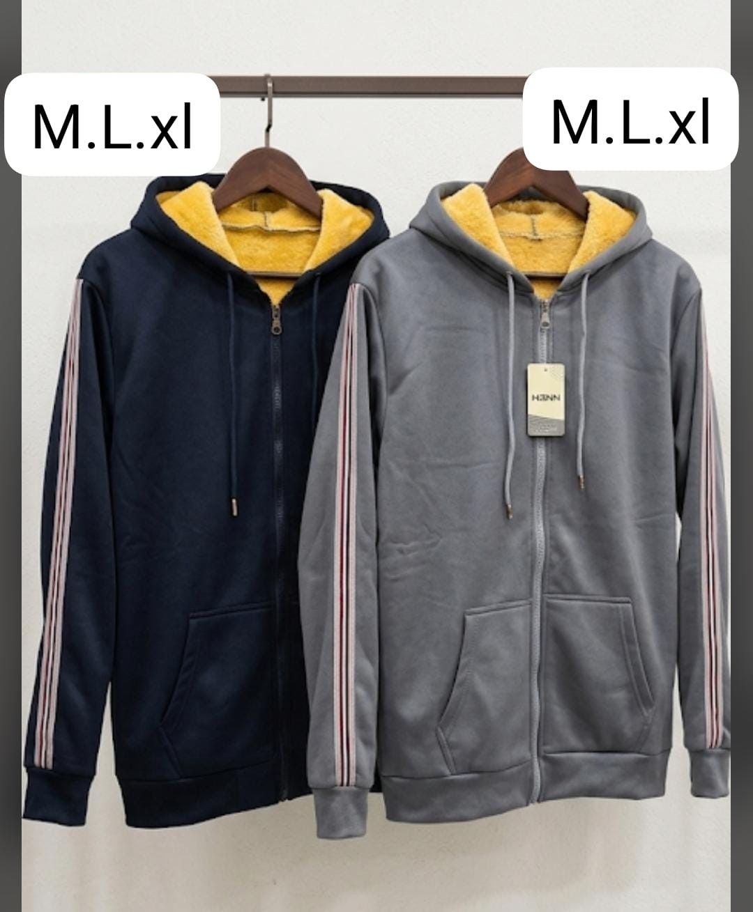 Campera Jersey con Piel Importado - Imagen 3