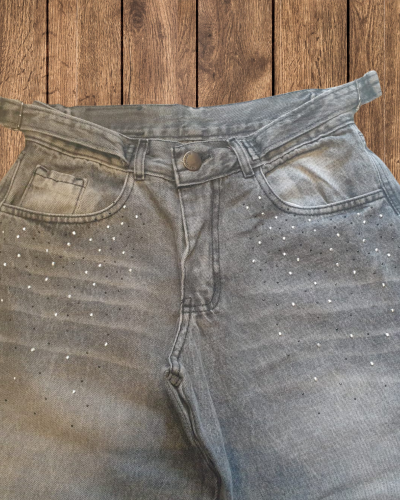 Jeans Baggy Gris Brillo - Miniatura 3