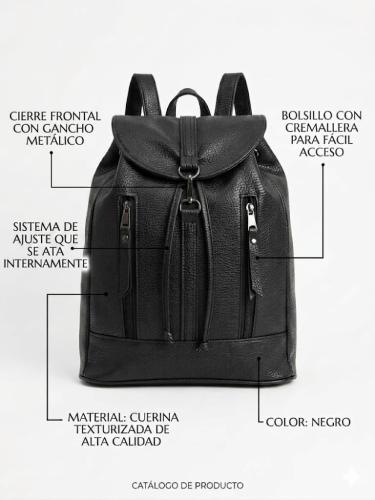 Mochila Cuerina con Cordón y Tapa