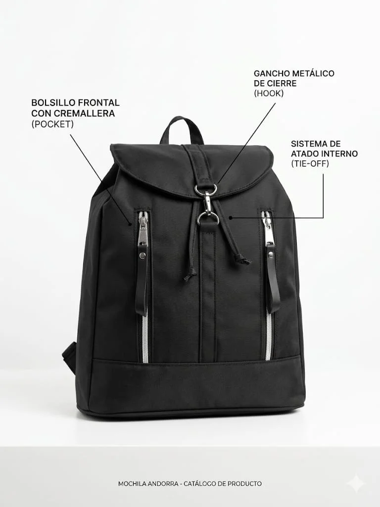 Mochila con Cordón y Tapa Tela Andorra - Imagen 1