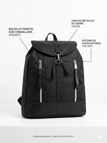 Mochila con Cordón y Tapa Tela Andorra
