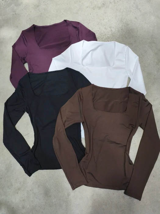 Manga Larga Escote Cuadrado Lycra