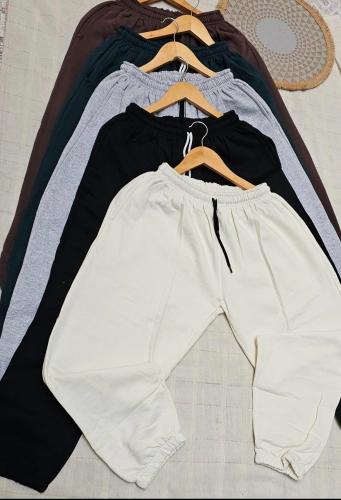 Baggy Algodón Frisado Liso Hombre