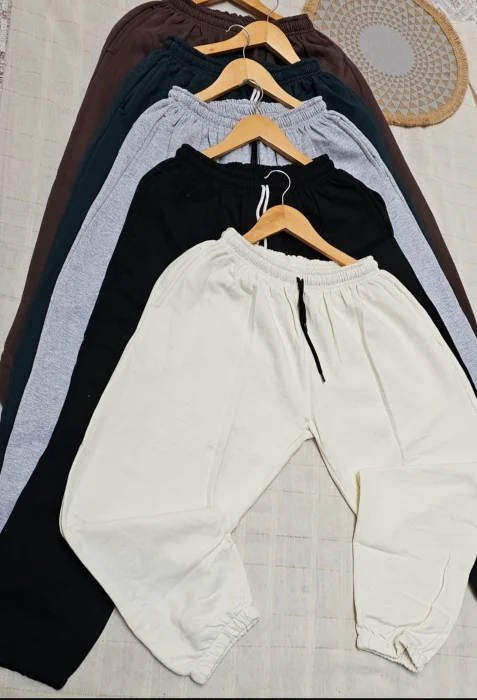 Baggy Algodón Frisado Liso Hombre