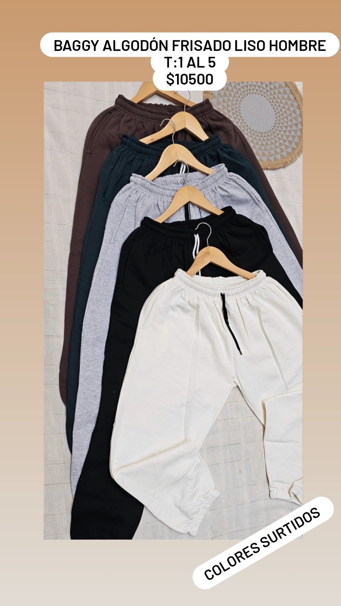 Baggy Algodón Frisado Liso Hombre - Imagen 3