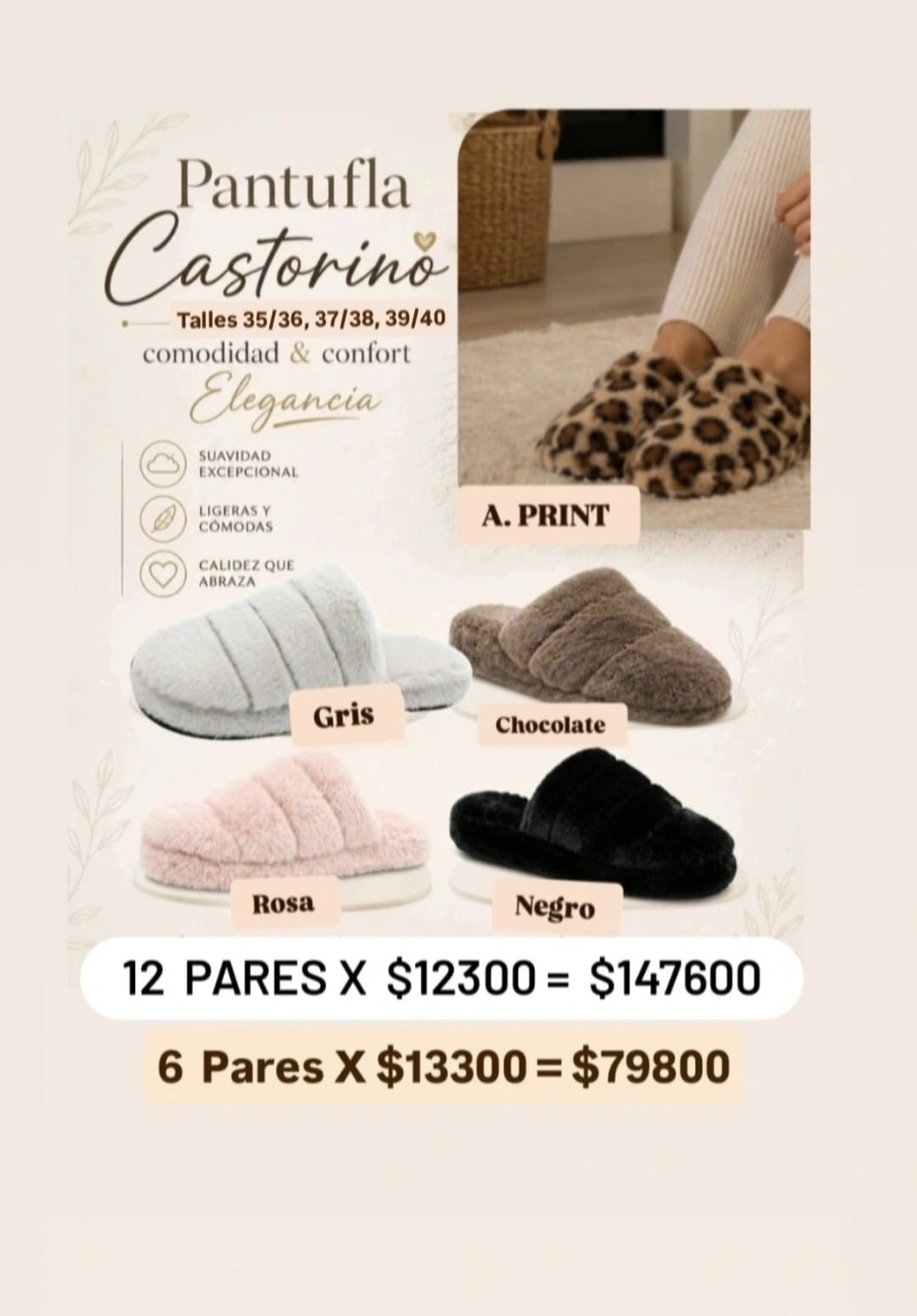 Pantuflas Castorino / Pelo de Conejo - Imagen 8
